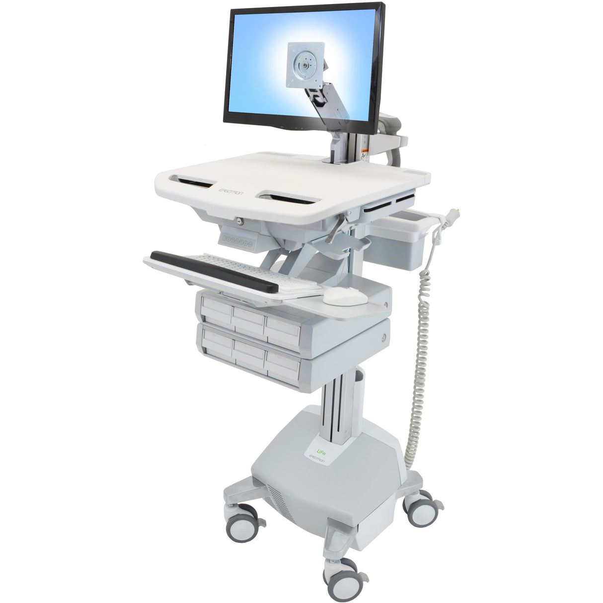 Ergotron StyleView Cart with LCD Arm, LiFe Powered, 6 Drawers