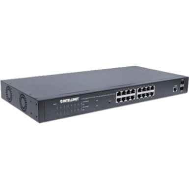 Intellinet 16-Port Gigabit Ethernet PoE+ Web-Managed Switch with 2 SFP Ports, IEEE 802.3at/af Power over Ethernet (PoE+/PoE) Compliant, 374 W, Endspan, 19" Rackmount (With C14 2 Pin Euro Power Cord)