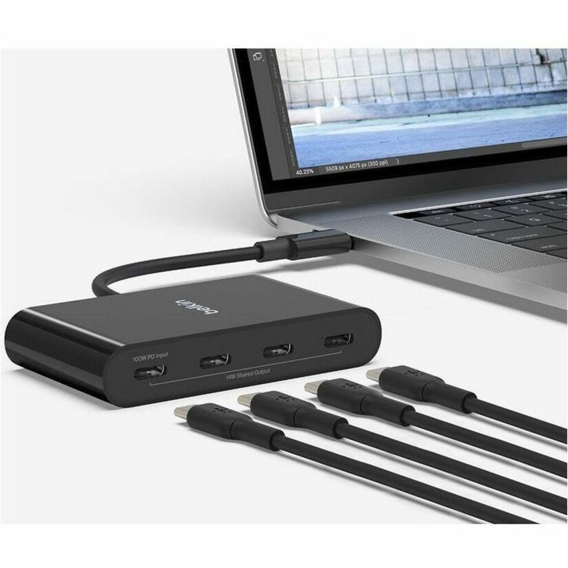 Belkin Connect USB-C 4-Port Hub, Adapter Dongle, 4xUSB-C Ports & 100W PD Max 10Gbps Data Transfer Mac/Chromebook