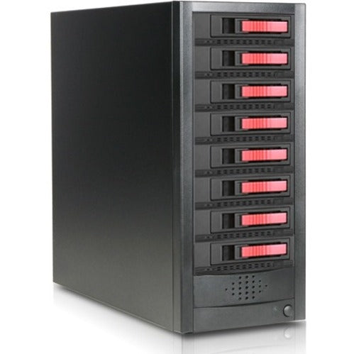 RAIDage JAGE9BT8HDRD-M1 Drive Enclosure 12Gb/s SAS, SATA/600 - Mini-SAS HD Host Interface Tower - Black, Red