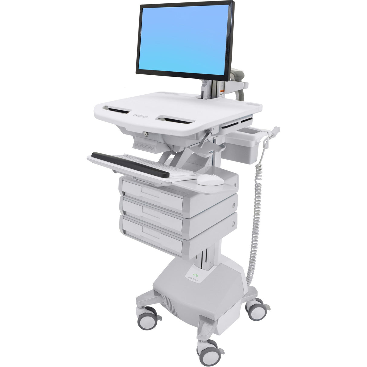 Ergotron StyleView Cart with LCD Arm, LiFe Powered, 3 Drawers (1x3)