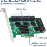 SYBA Multimedia 16 Port SATA III PCIe x4 (x2 Bandwidth) Non-RAID Expansion Card SD-PEX40164