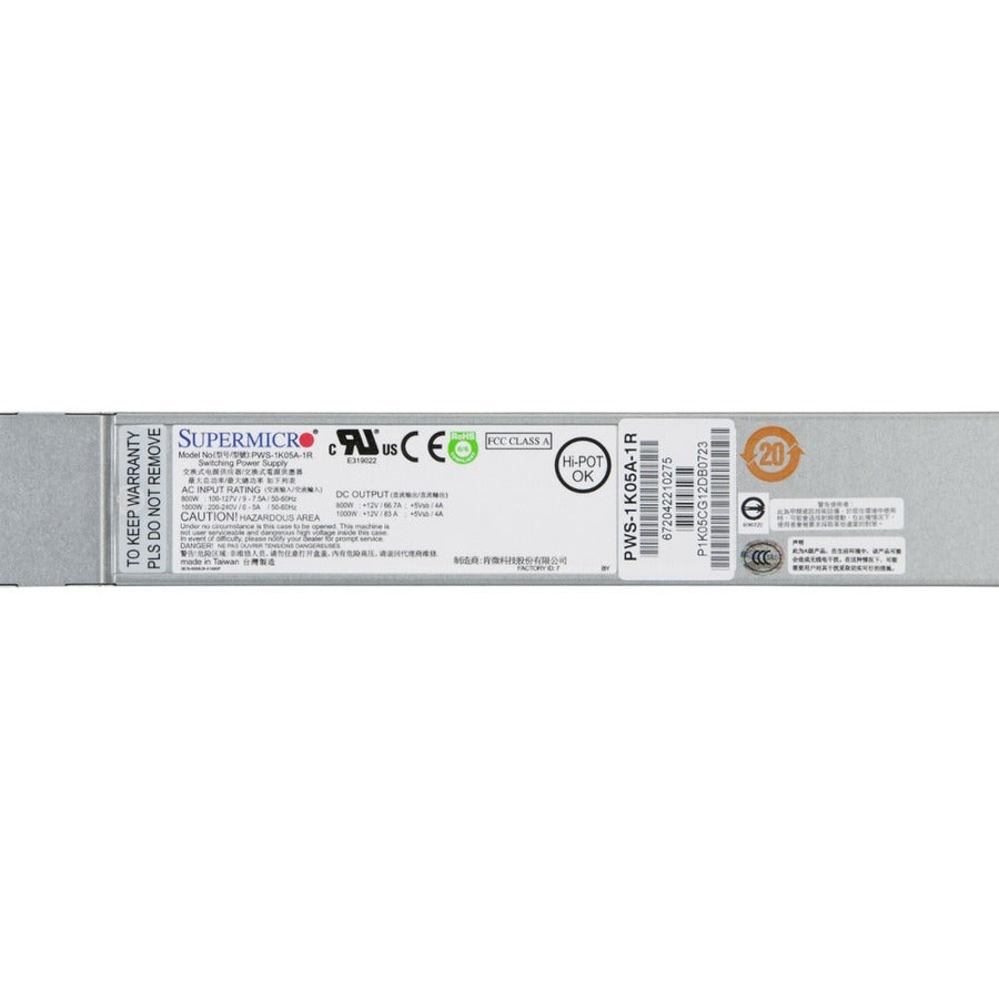 Supermicro 1000W 1U Redundant Power Supply (PWS-1K05A-1R)