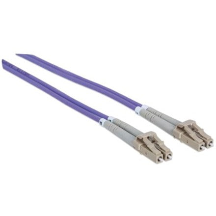 Intellinet Network Solutions Fiber Optic Patch Cable, LC/LC, OM4, 50/125, Multimode, Duplex, Violet, 14 ft (5 m)