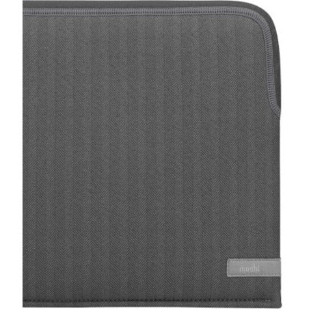 Moshi Pluma Laptop Sleeve for MacBook 13 - Herringbone Gray, Ultra-thin Neoprene Fabric with Water-resistant Outer