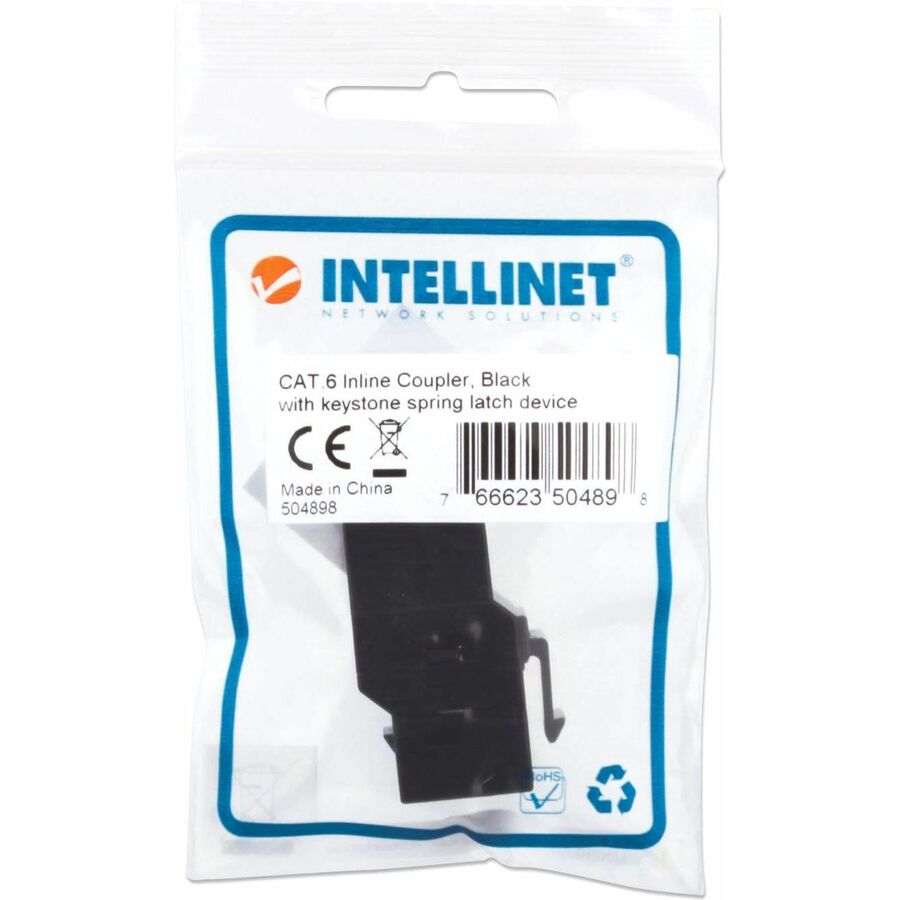 Intellinet Network Solutions Cat6 RJ45 Inline Coupler, Keystone Type, UTP, Black