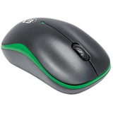 Manhattan Success Wireless Mouse, Black/Green, 1000dpi, 2.4Ghz (up to 10m), USB, Optical, Three Button with Scroll Wheel, USB micro receiver, AA battery (included), Low friction base, Three Year Warranty, Blister