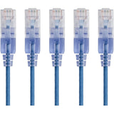 Monoprice 5-Pack, SlimRun Cat6A Ethernet Network Patch Cable, 5ft Blue