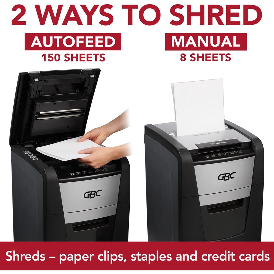 GBC AutoFeed+ Home Office Shredder, 150X, Super Cross-Cut, 150 Sheets