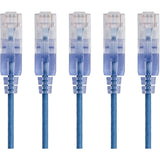 Monoprice 5-Pack, SlimRun Cat6A Ethernet Network Patch Cable, 7ft Blue