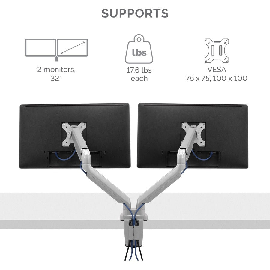 Fellowes Platinum Series Dual Monitor Arm - Silver