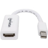 Manhattan Mini DisplayPort 1.1 to HDMI Adapter Cable, 1080p@60Hz, 17cm, Male to Female, White, Lifetime Warranty, Polybag