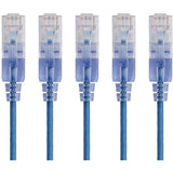 Monoprice 5-Pack, SlimRun Cat6A Ethernet Network Patch Cable, 3ft Blue