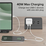 Plugable Dual USB C Charger Block, 40W Foldable 2-Port Fast Charging Flat USB C Wall Charger