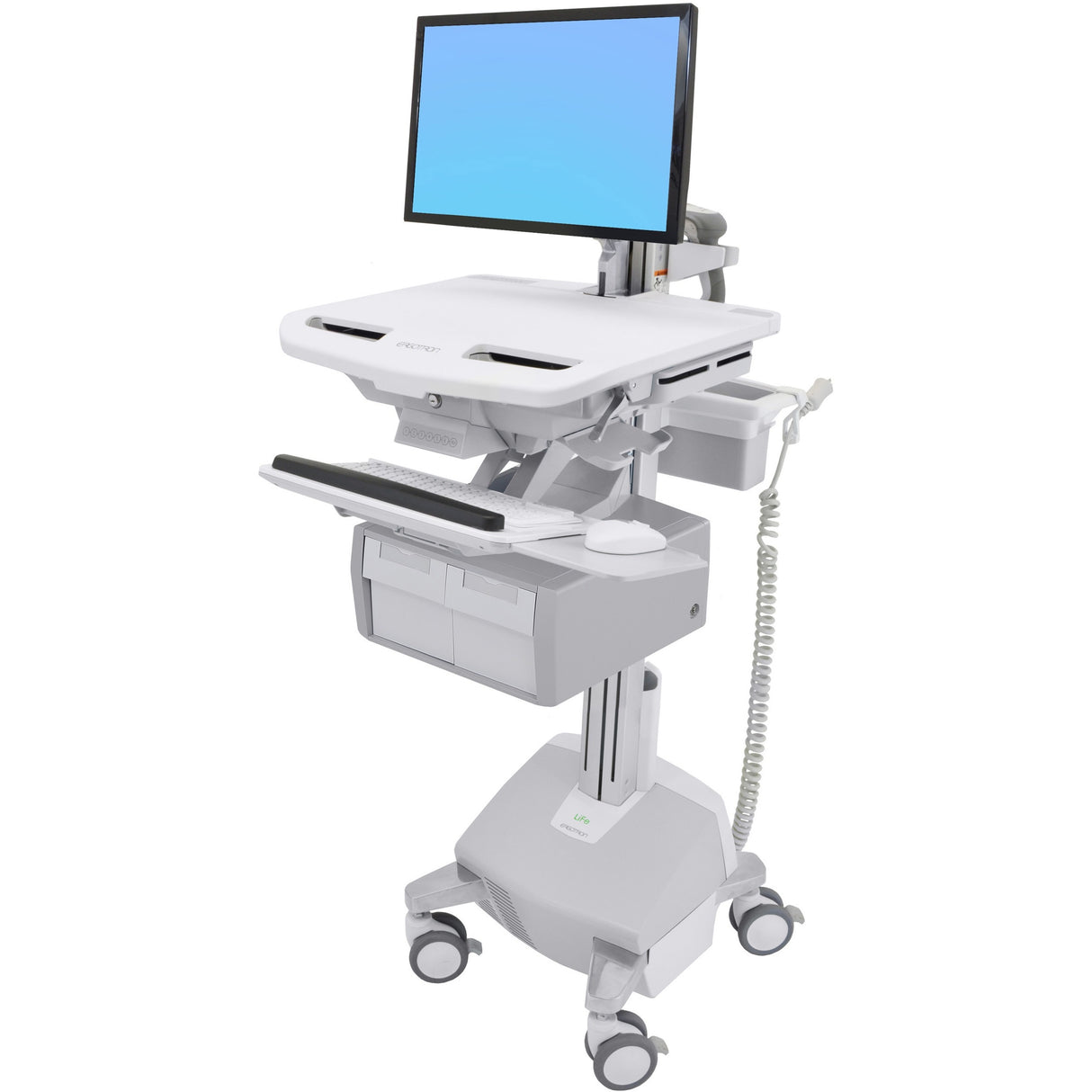 Ergotron StyleView Cart with LCD Arm, LiFe Powered, 2 Tall Drawers (2x1)