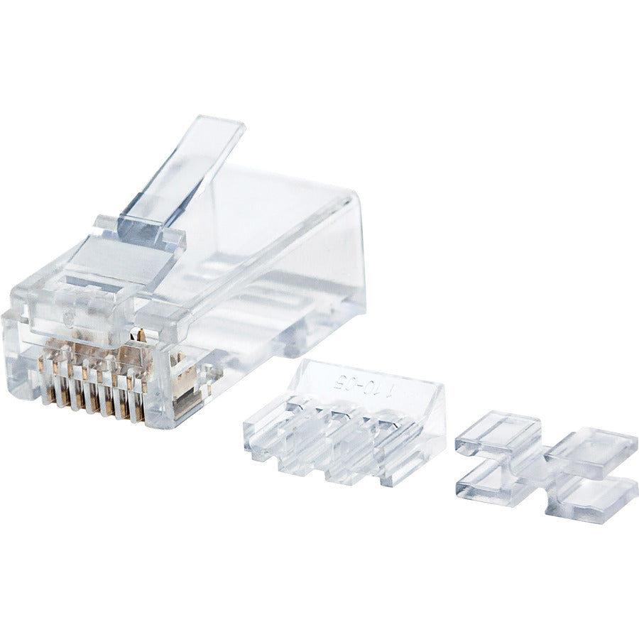 Intellinet Network Solutions Cat6 RJ45 Modular Plugs, 3-Prong, UTP, For Solid Wire, 80 Plugs, Liners and Sleds in Jar