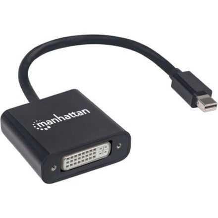 Manhattan Mini DisplayPort 1.2a to DVI-I Dual-Link Adapter Cable, 4K@30Hz, Active, 19.5cm, Male to Female, Compatible with DVD-D, Black, Three Year Warranty, Polybag