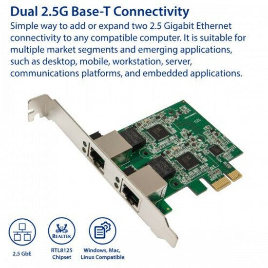 SYBA Dual 2.5 Gigabit Ethernet PCI-e x1 Network Card