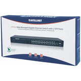 Intellinet 24-Port Network Switch, 24-Port (RJ45), Rackmount, Gigabit, 4 SFP, Ethernet Web-Smart, 10/100/1000 Mbit/ (With C14 2 Pin Euro Power Cord)