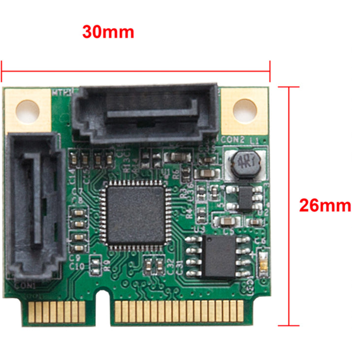 IO Crest Half Height 2 Port SATA III RAID Mini PCI-e 2.0 Card