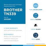 Clover Technologies Remanufactured Laser Toner Cartridge - Alternative for Brother TN339, TN339BK - Black Pack