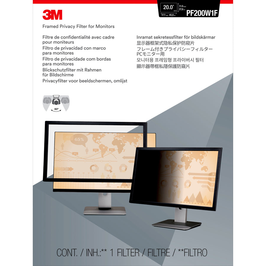 3M&trade; Framed Privacy Filter for 20" Widescreen Monitor (16:10)