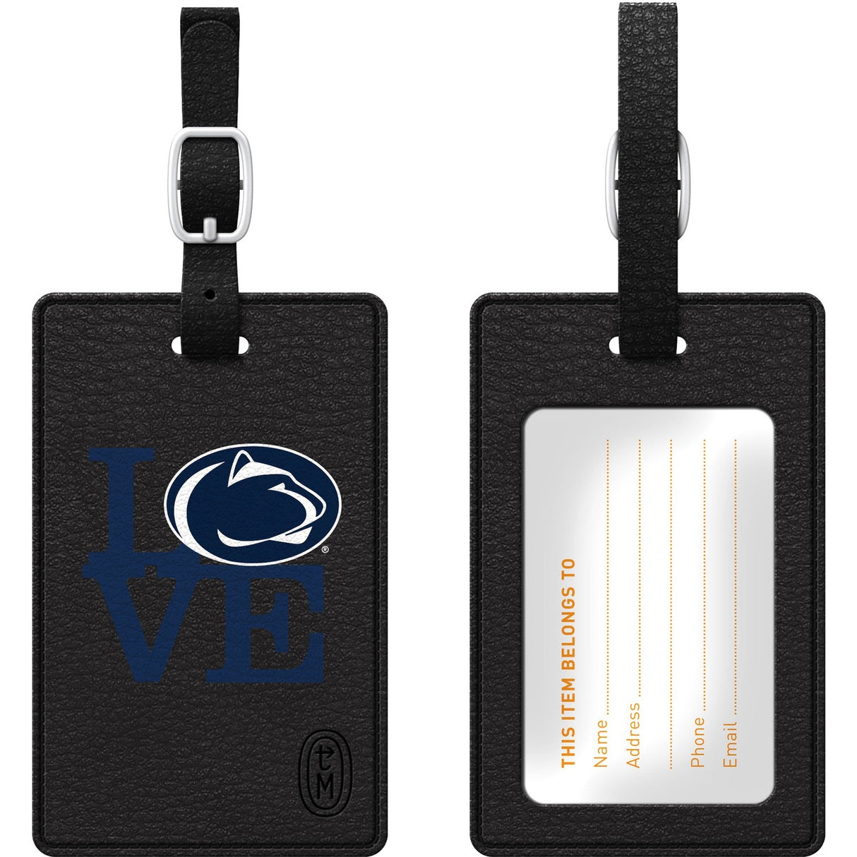 OTM Black Leather Love V1 Bag Tag Penn State University