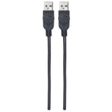 Manhattan USB-A to USB-A Cable, 0.5m, Male to Male, 480 Mbps (USB 2.0), Hi-Speed USB, Black, Lifetime Warranty, Polybag