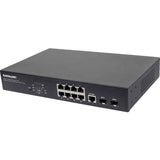 Intellinet Network Solutions 8-Port Gigabit PoE+ Web-Managed Switch with 2 SFP Ports, 140 Watt Power Budget, Desktop, Rackmount with Ears