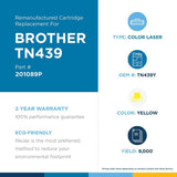 Clover Technologies Remanufactured Ultra High Yield Laser Toner Cartridge - Alternative for Brother TN439Y - Yellow Pack