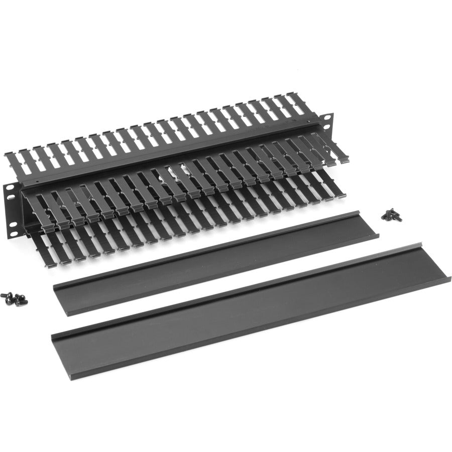 Black Box 2U Horizontal 19" IT Rackmount Cable Manager Double-Sided Black