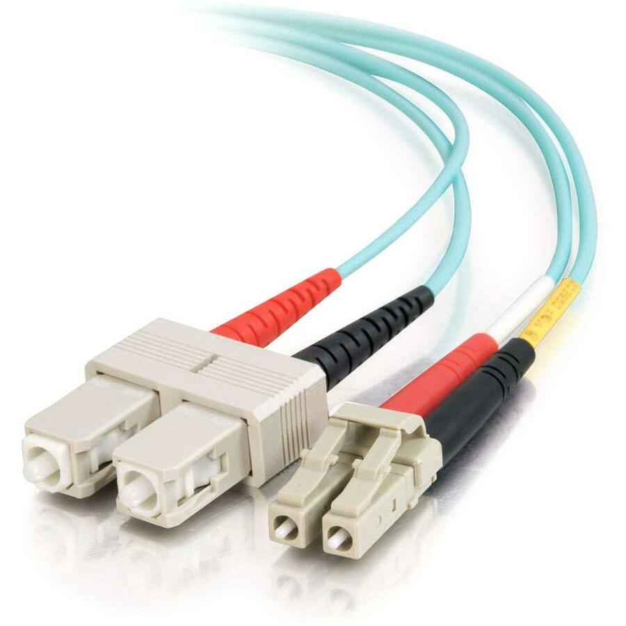 C2G 10m LC-SC 10Gb 50/125 Duplex Multimode OM3 Fiber Cable - Aqua - 33ft