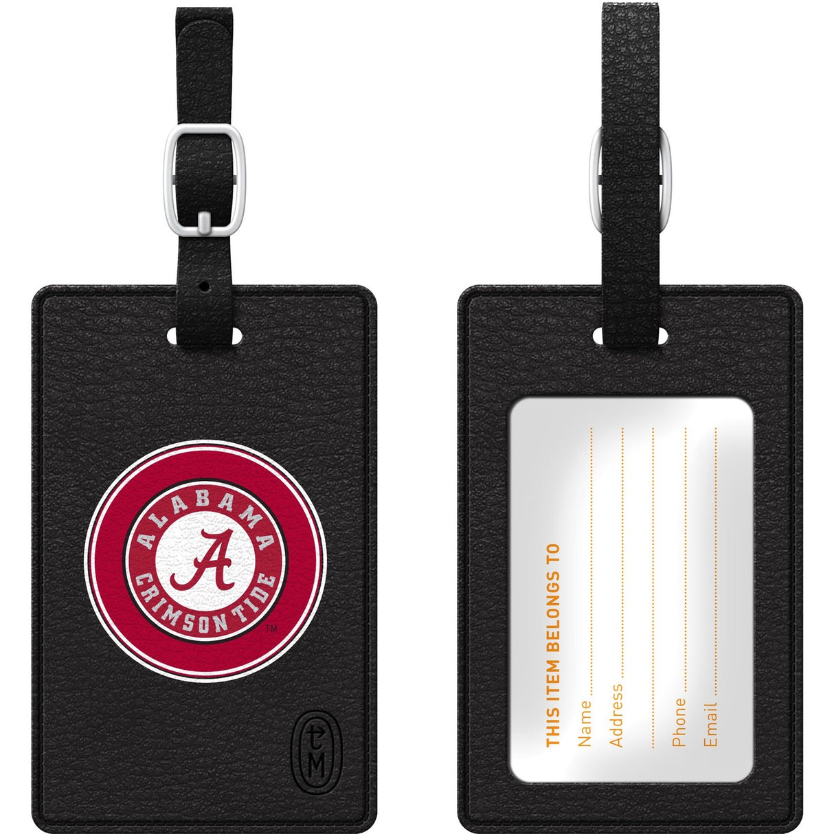 OTM Black Leather Classic Bag Tag University of Alabama