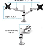 ViewSonic LCD-DMA-001 Monitor Desk Mounting Arm for 2 Monitors up to 24 Inches Each, VESA Compatible, Full Ergonomic Adjustability, 2-in-1 Mounting Base, and Built-In Cable Management