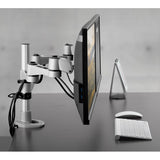 ViewSonic LCD-DMA-001 Monitor Desk Mounting Arm for 2 Monitors up to 24 Inches Each, VESA Compatible, Full Ergonomic Adjustability, 2-in-1 Mounting Base, and Built-In Cable Management