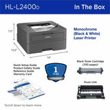 Brother HL-L2400D Compact Monochrome Laser Printer, Duplex, USB-connected, clear, sharp black & white printing