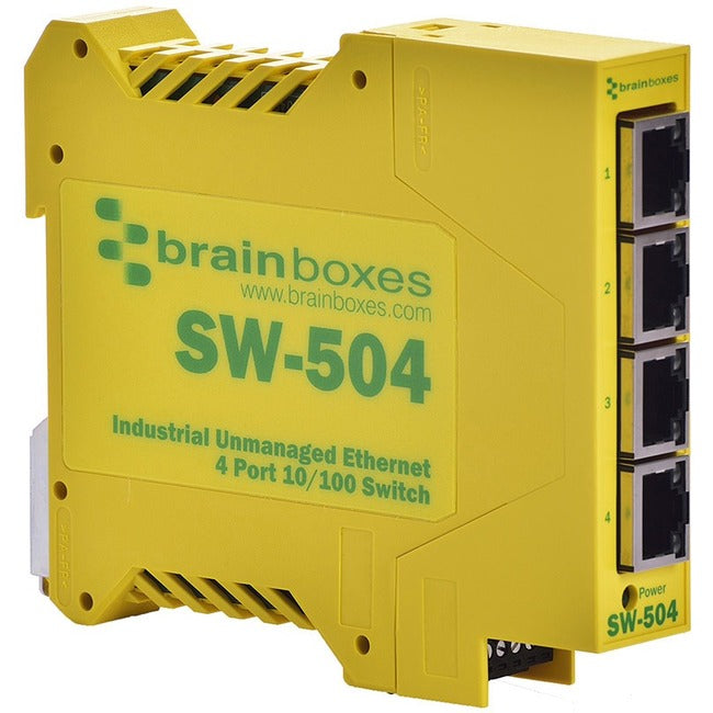 Brainboxes Industrial Ethernet 4 Port Switch DIN Rail Mountable