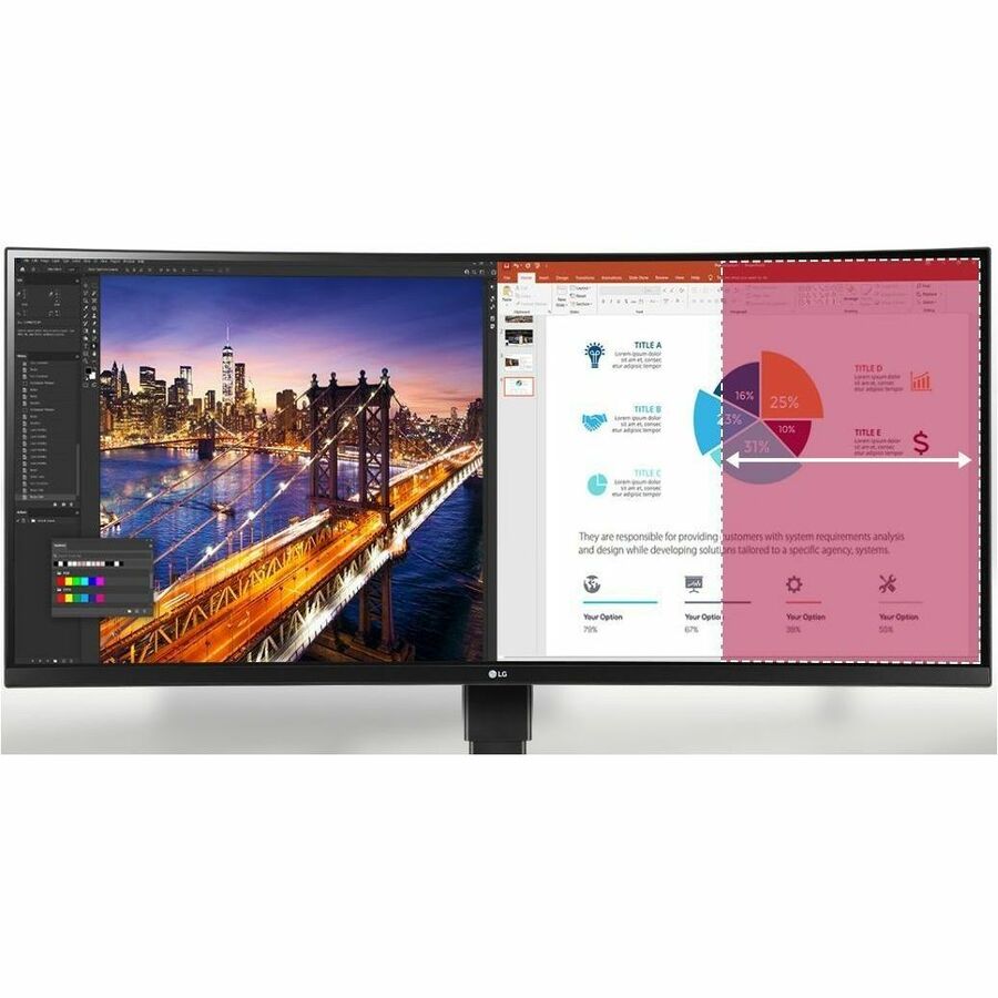 LG Ultrawide 34BQ77QC-B 34" Class Webcam WQHD Curved Screen LCD Monitor - 21:9 - Textured Black