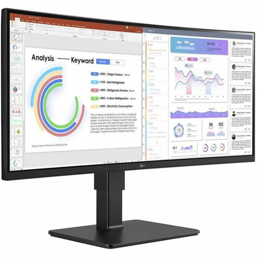 LG Ultrawide 34BQ77QC-B 34" Class Webcam WQHD Curved Screen LCD Monitor - 21:9 - Textured Black