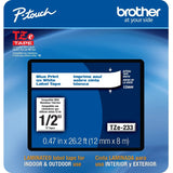 Brother TZe-233CS, 0.47" x 26.2', Blue on White Laminated Label Tape