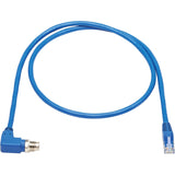 Eaton Tripp Lite Series M12 X-Code Cat6 1G UTP CMR-LP Ethernet Cable (Right-Angle M12 M/RJ45 M), IP68, PoE, Blue, 1 m (3.3 ft.)