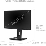 ViewSonic VG2755 27 Inch IPS 1080p Monitor with USB C 3.1, HDMI, DisplayPort, VGA and 40 Degree Tilt Ergonomics for Home and Office