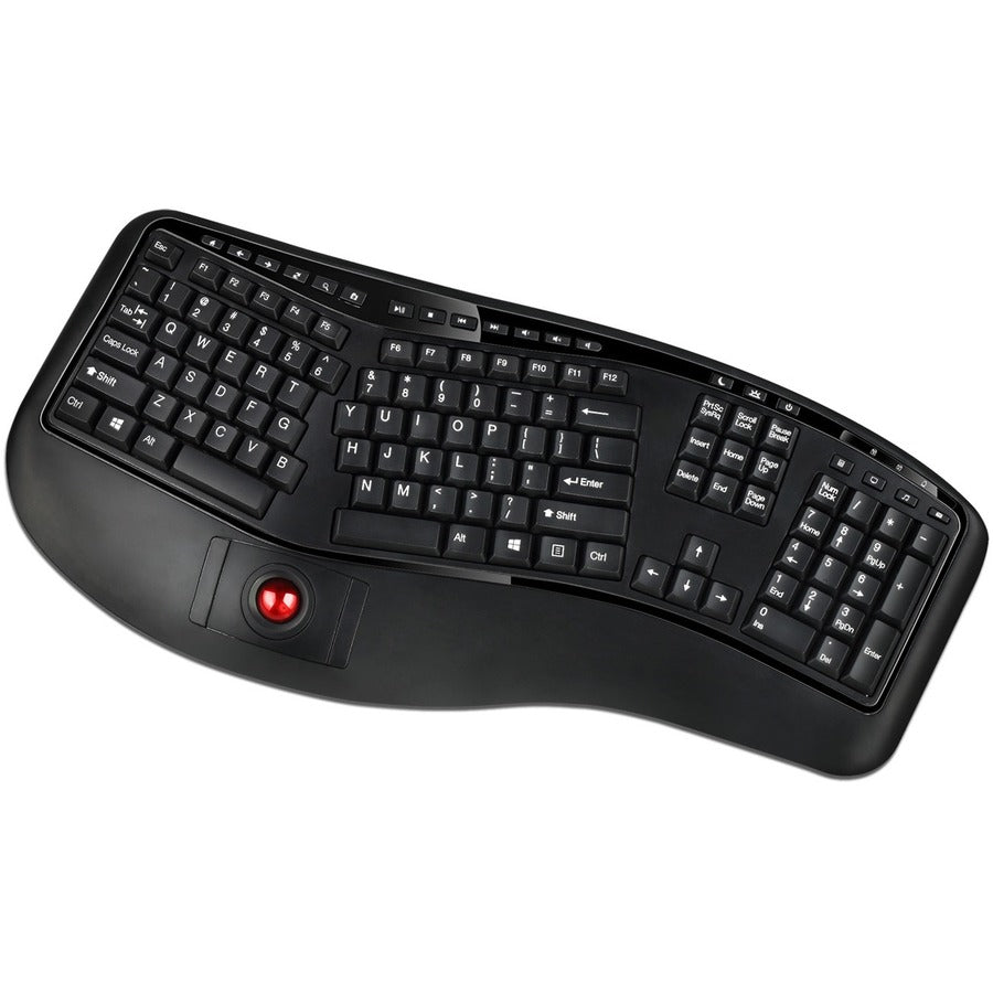 Adesso 2.4 GHz Wireless Ergonomic Trackball Keyboard