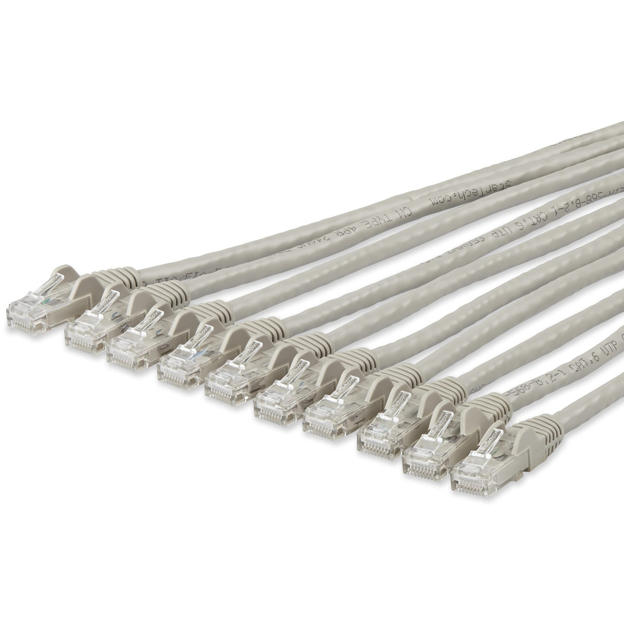 StarTech.com 10 ft. CAT6 Ethernet Cable - 10 Pack - ETL Verified - Gray CAT6 Patch Cord - Snagless RJ45 Connectors - 24 AWG - UTP