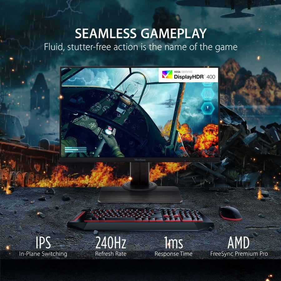 ViewSonic OMNI XG2431 24 Inch 1080p 0.5ms 240Hz Gaming Monitor with AMD FreeSync Premium, Advanced Ergonomics, Eye Care, HDMI and DisplayPort for Esports