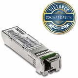 TRENDnet SFP to RJ45 Dual Wavelength Single-Mode LC Module; TEG-MGBS20D5; Must Pair w/ TEG-MGBS20D3 or a Compatible Module; Up to 20 km (12.4 miles); Bi-Directional (WDM) SFP; Lifetime Protection