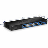 TRENDnet 28-Port Gigabit Web Smart Switch; 24 x Gigabit Ports; 4 x Shared Gigabit Ports (RJ-45/SFP); VLAN; QoS; LACP; IPv6; 56Gbps Switching Capacity; Lifetime Protection; TEG-284WS