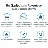 StarTech.com 1U Vented Server Rack Cabinet Shelf - Fixed 10in Deep Cantilever Rackmount Tray for 19" Data/AV/Network Enclosure w/Cage Nuts