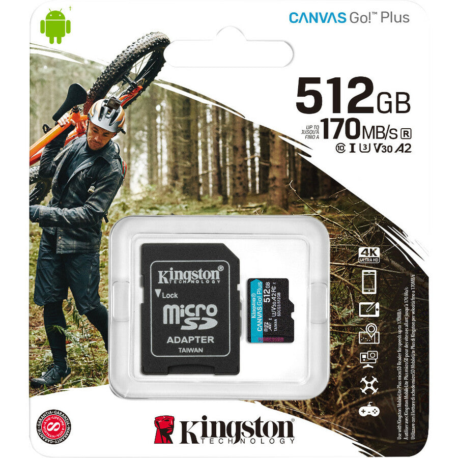 Kingston Canvas Go! Plus SDCG3 512 GB Class 10/UHS-I (U3) microSDXC