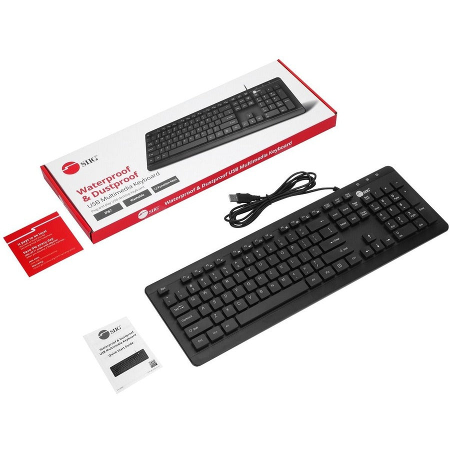 SIIG Industrial Grade Washable & Dustproof USB Multimedia Keyboard